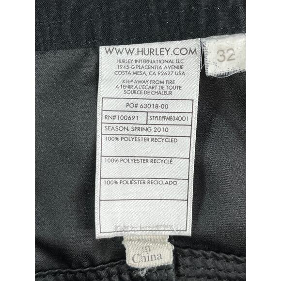 Hurley Board Shorts Swim Trunks Mens 32 Black Pockets Drawstring Polyester - Picture 5 of 9